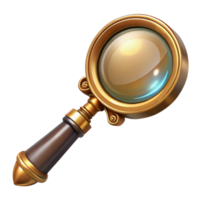 impressive vintage A steampunk magnifying glass with ornate brass handle and a large convex lens, detailed engravings, soft lighting original png