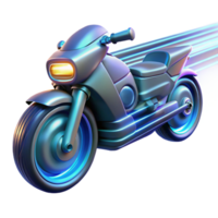 impressive minimalist A futuristic motorcycle speeds through a desolate cityscape, leaving trails of light, cyberpunk, dynamic, neon lighting professional png