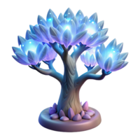 serene vintage A mutated tree with crystalline leaves glows in the moonlight, ethereal, surreal, soft lighting high quality png