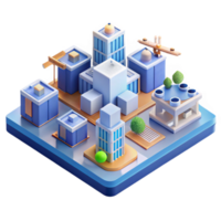 dramatic modern Isometric view of a bustling city square with intricate tile patterns and hovering drones delivering packages, midday, bright lighting, isometric style genuine png