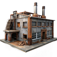 elegant creative An abandoned factory with broken windows and rusty machinery, overcast, dim lighting, grunge style high quality png