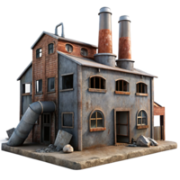 elegant classic An abandoned factory with broken windows and rusty machinery, overcast, dim lighting, grunge style original png