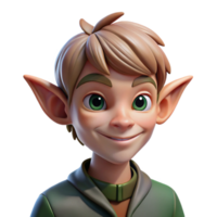 beautiful rustic Portrait of a mischievous elf with pointed ears and a playful smirk, dappled forest light, fantasy art style exclusive png