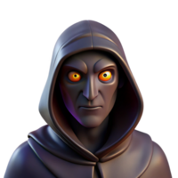 vibrant rustic Portrait of a mysterious figure cloaked in shadows, only their eyes visible, low-key lighting, horror style exclusive png