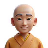 serene traditional Portrait of a serene monk with a shaved head and peaceful expression, soft, natural lighting, minimalist style high resolution png