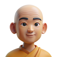 dramatic artistic Portrait of a serene monk with a shaved head and peaceful expression, soft, natural lighting, minimalist style high resolution png