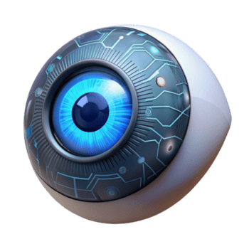 lugn abstrakt en närbild av en cybernetiska öga visning komplex data strömmar, med lysande kretsar synlig under de hud. cyberpunk, biomekaniska, detaljerad äkta png