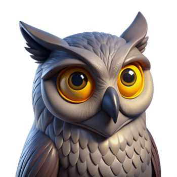 lindo abstrato retrato do uma sensato velho coruja com piercing amarelo olhos, suave luar, realista estilo original png