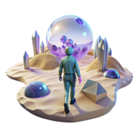 dramatic rustic A lone figure walking through a digital desert, with glitching holographic mirages shimmering in the distance. Cyberpunk, surreal, desolate exclusive png