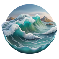 elegant modern Portrait of a tranquil ocean scene with crashing waves, soft, diffused lighting, seascape painting style professional png