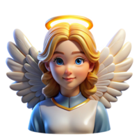 elegant artistic Portrait of a radiant angel with feathered wings and a divine glow, celestial light, religious art style high resolution png