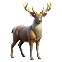 vibrant vintage A majestic stag with large antlers standing in a forest clearing, lit by dappled sunlight, in a realistic style authentic png