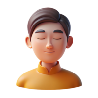 serene traditional Portrait of a person with closed eyes, conveying a sense of peace and tranquility, lit by soft, diffused light, in a minimalist style high quality png