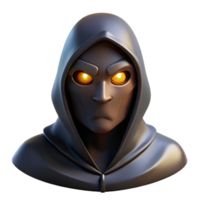 serene vintage Portrait of a mysterious masked figure with piercing eyes, shrouded in shadows, lit by a single beam of light, in a noir art style genuine png