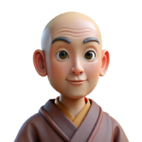 dramatic classic Portrait of a serene monk with a shaved head, peaceful expression, and flowing robes, lit by soft natural light, in a spiritual art style exclusive png