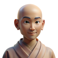 beautiful rustic Portrait of a serene monk with a shaved head, peaceful expression, and flowing robes, lit by soft natural light, in a spiritual art style genuine png