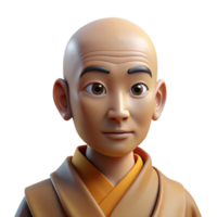 vibrant rustic Portrait of a serene monk with a shaved head, peaceful expression, and flowing robes, lit by soft natural light, in a spiritual art style original png