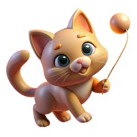 elegant vintage A playful kitten batting at a string, illuminated by warm indoor lighting, in a cute, cartoon style detailed png