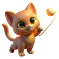 dramatic modern A playful kitten batting at a string, illuminated by warm indoor lighting, in a cute, cartoon style authentic png