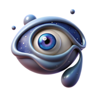 elegant minimalist A single eye, weeping tears of liquid mercury, floats in a void filled with swirling galaxies. Abstract style, dramatic chiaroscuro lighting original png