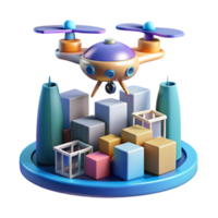 stunning rustic A drone delivering a package in a futuristic city, aerial view, daytime lighting, realistic style 4K png