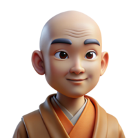 impressive classic Portrait of a serene monk with a shaved head, peaceful expression, and flowing robes, lit by soft natural light, in a spiritual art style exclusive png