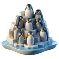 wonderful minimalist A colony of penguins huddled together on an icy shore, lit by the cold light of the Antarctic sun, in a photographic style premium png