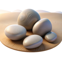 elegant modern A group of pebbles on a beach, smooth textures, soft light, realistic style authentic png