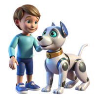 elegant modern A robotic dog interacting with a child, playful scene, soft lighting, family-friendly technology theme detailed png
