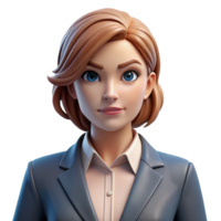 serene contemporary Portrait of a confident businesswoman with sharp features, a tailored suit, and a determined expression, lit by studio lighting, in a corporate photography style exclusive png