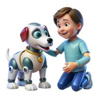 impressive abstract A robotic dog interacting with a child, playful scene, soft lighting, family-friendly technology theme 4K png