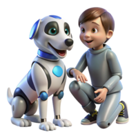 wonderful rustic A robotic dog interacting with a child, playful scene, soft lighting, family-friendly technology theme professional png