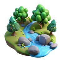 serene classic A bubbling stream in a forest, clear water, soft lighting, realistic style 4K png