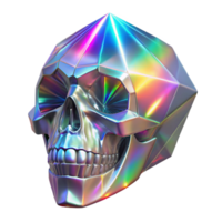 beautiful contemporary A crystal skull radiating beams of rainbow light, with fractal patterns etched onto its surface, Occult Art style professional png