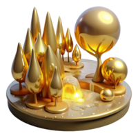 extraordinary abstract A river of molten gold flows through a forest of crystal trees, reflecting the light of a double moon. Surrealism style, bright, otherworldly lighting authentic png