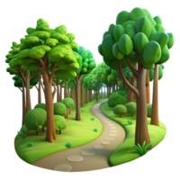 magnificent rustic A winding path through a lush, green forest, dappled sunlight filtering through the canopy, soft focus, Impressionist style detailed png
