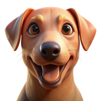 serene modern Portrait of a loyal dog with floppy ears, a wet nose, and a happy expression, lit by warm sunlight, in a photographic style high quality png