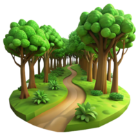 magnificent abstract A winding path through a lush, green forest, dappled sunlight filtering through the canopy, soft focus, Impressionist style high quality png