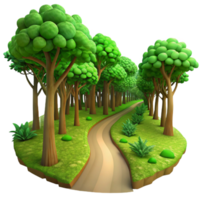 serene minimalist A winding path through a lush, green forest, dappled sunlight filtering through the canopy, soft focus, Impressionist style professional png