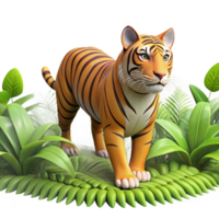 impressive rustic A powerful tiger stalking through dense jungle foliage, lit by dappled sunlight, in a realistic style 4K png