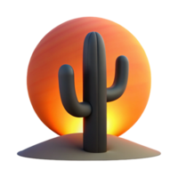 serene modern A lone cactus silhouetted against a fiery desert sunset, stark, high contrast, minimalist style premium png