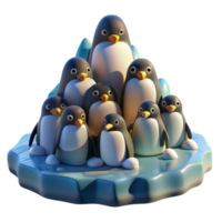 wonderful classic A colony of penguins huddled together on an icy shore, lit by the cold light of the Antarctic sun, in a photographic style genuine png