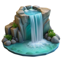 serene vintage A cascading waterfall plunging into a crystal-clear pool, long exposure, ethereal style detailed png