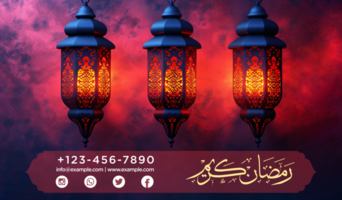Ramadan Iftar Buffet Banner with Hanging Lantern for a Stunning Invitation Design psd