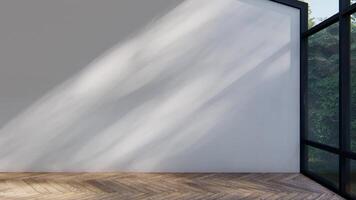 empty interior room shadow a wall space background mock up architecture sunlight. empty home modern window light floor design apartment video