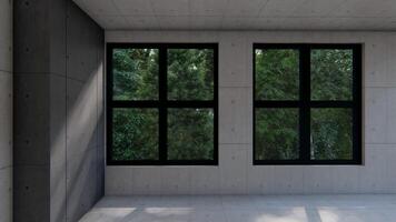 empty interior 3d render room shadow wall space background mock up architecture sunlight. empty home modern window light floor video