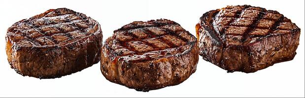 Grilled beef steak isolated on white background photo