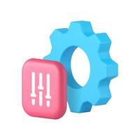 Settings gear cogwheel system configuration application technology 3d icon realistic vector