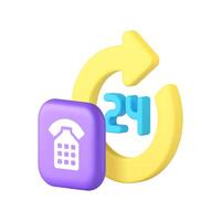 Call center always available customer support service 3d icon realistic illustration vector
