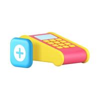 POS terminal machine contactless cashless shopping card payment add 3d icon realistic vector